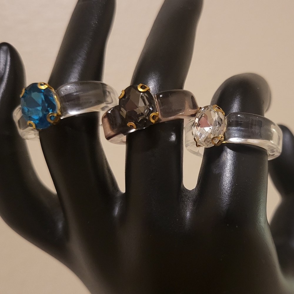 Jewel Resin Rings (Set of 3)